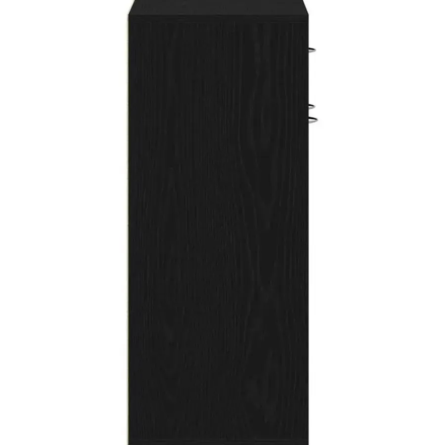Schoenenkasten-vidaXL - Schoenenkast met 1 lade en 2 deuren - Zwart eiken - Hout - 60x35x84 cm