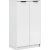 vidaXL - Schoenenkast met 2 deuren - Hoogglans wit - Hout - 59x35x100.5 cm