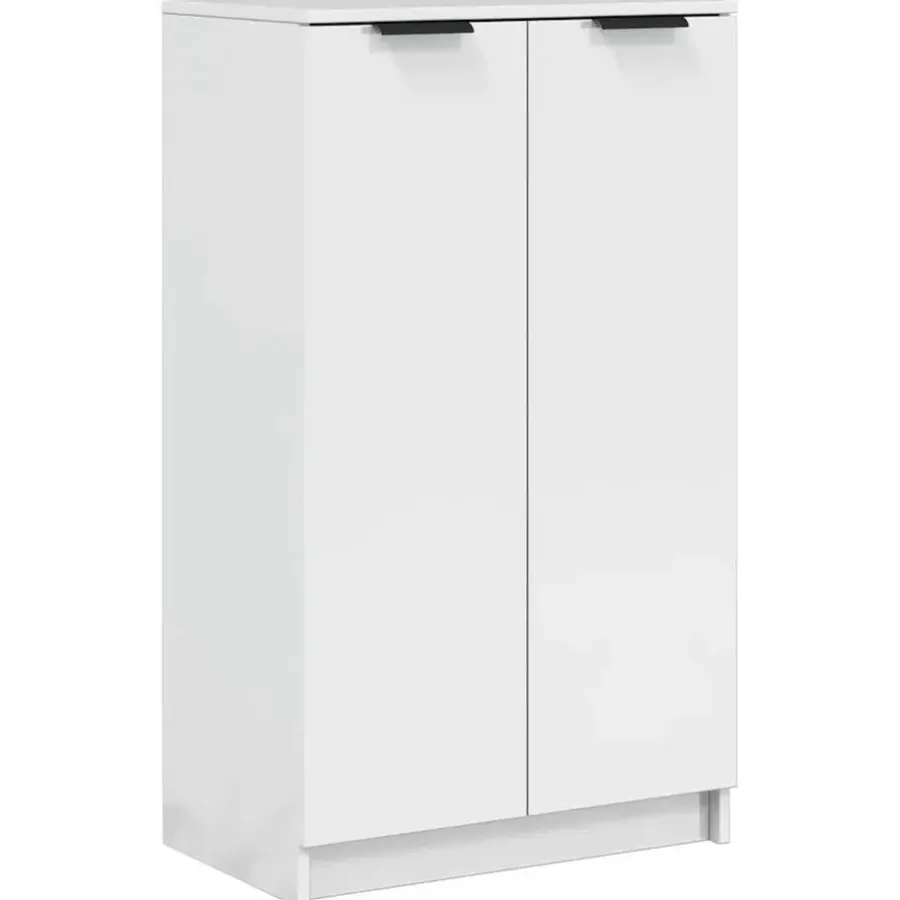 vidaXL - Schoenenkast met 2 deuren - Hoogglans wit - Hout - 59x35x100.5 cm