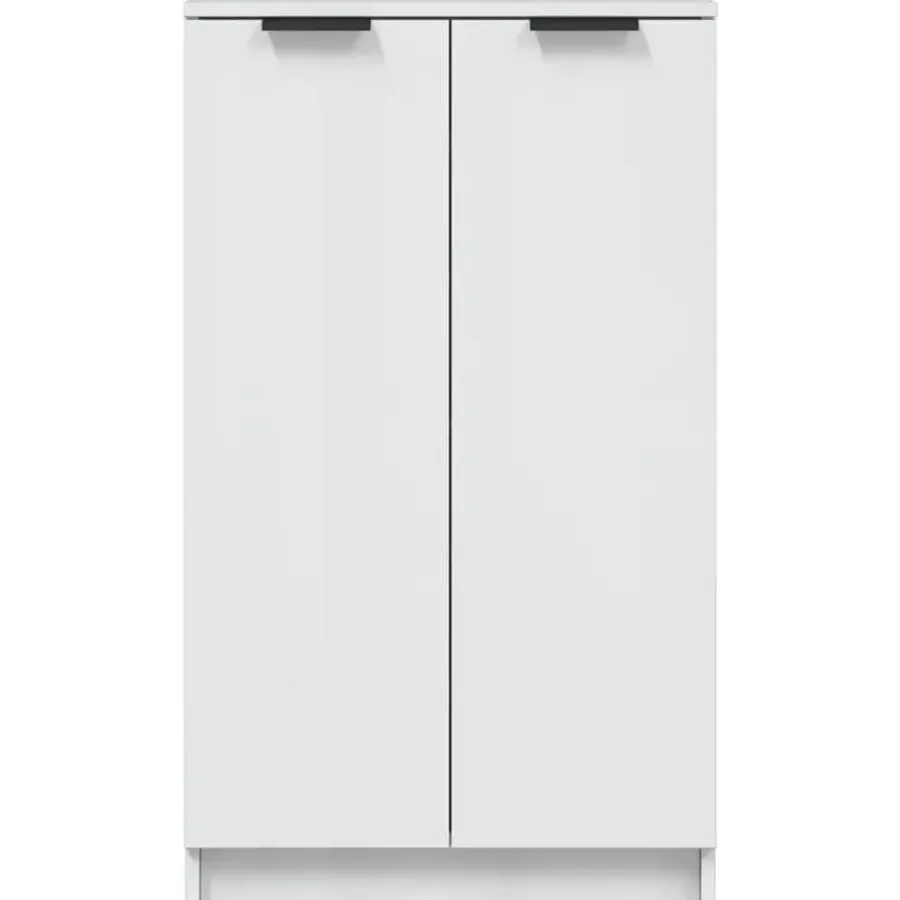 vidaXL - Schoenenkast met 2 deuren - Hoogglans wit - Hout - 59x35x100.5 cm