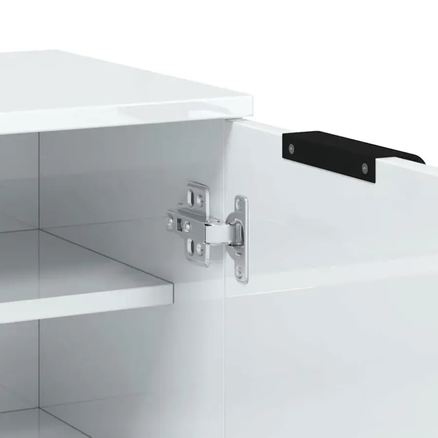vidaXL - Schoenenkast met 2 deuren - Hoogglans wit - Hout - 59x35x100.5 cm