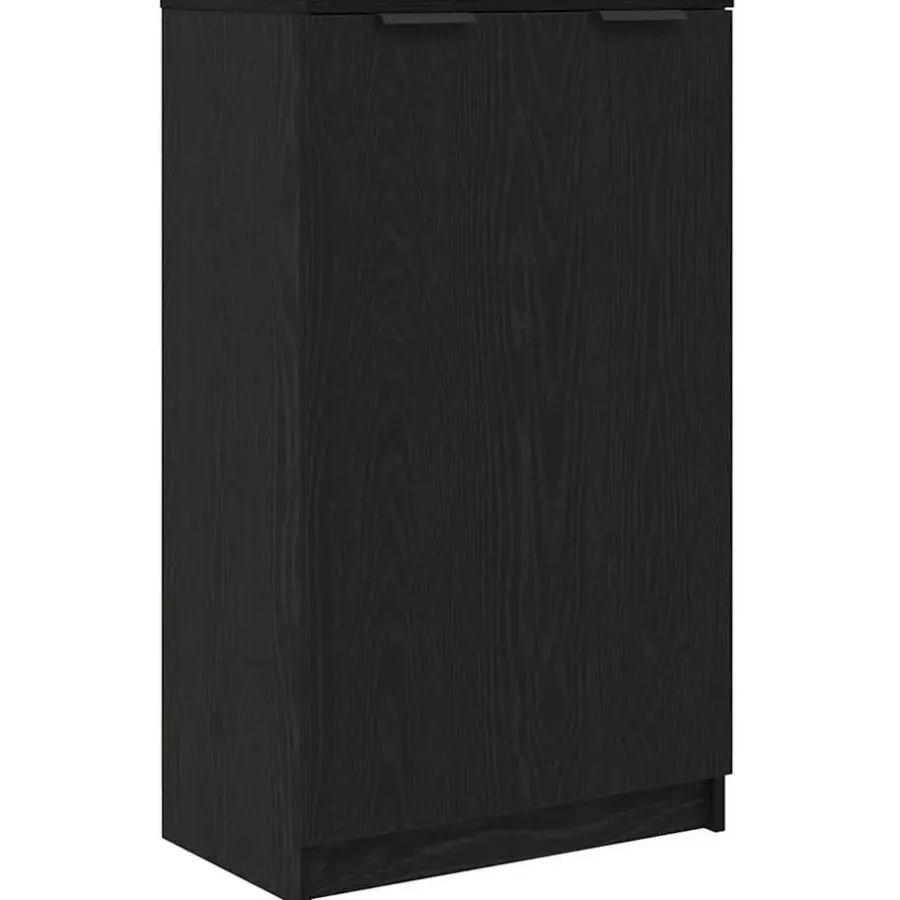 vidaXL - Schoenenkast met 2 deuren - Zwart eiken - Bewerkt hout - 59x35x100 cm