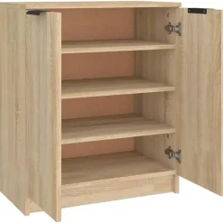 vidaXL - Schoenenkast met 2 deuren - Sonoma eiken - Bewerkt hout - 59x35x70 cm