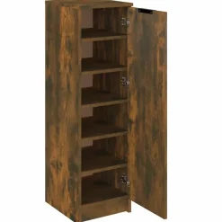 vidaXL - Schoenenkast met 1 deur - Gerookt eiken - Bewerkt hout - 30x35x100 cm