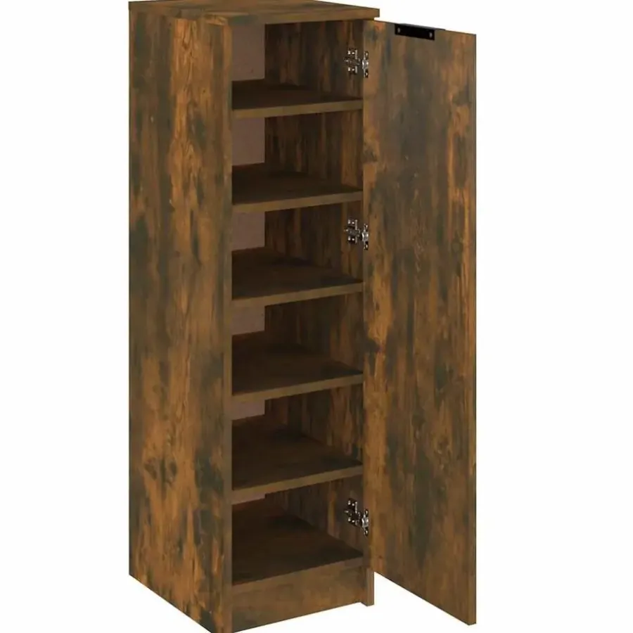 vidaXL - Schoenenkast met 1 deur - Gerookt eiken - Bewerkt hout - 30x35x100 cm