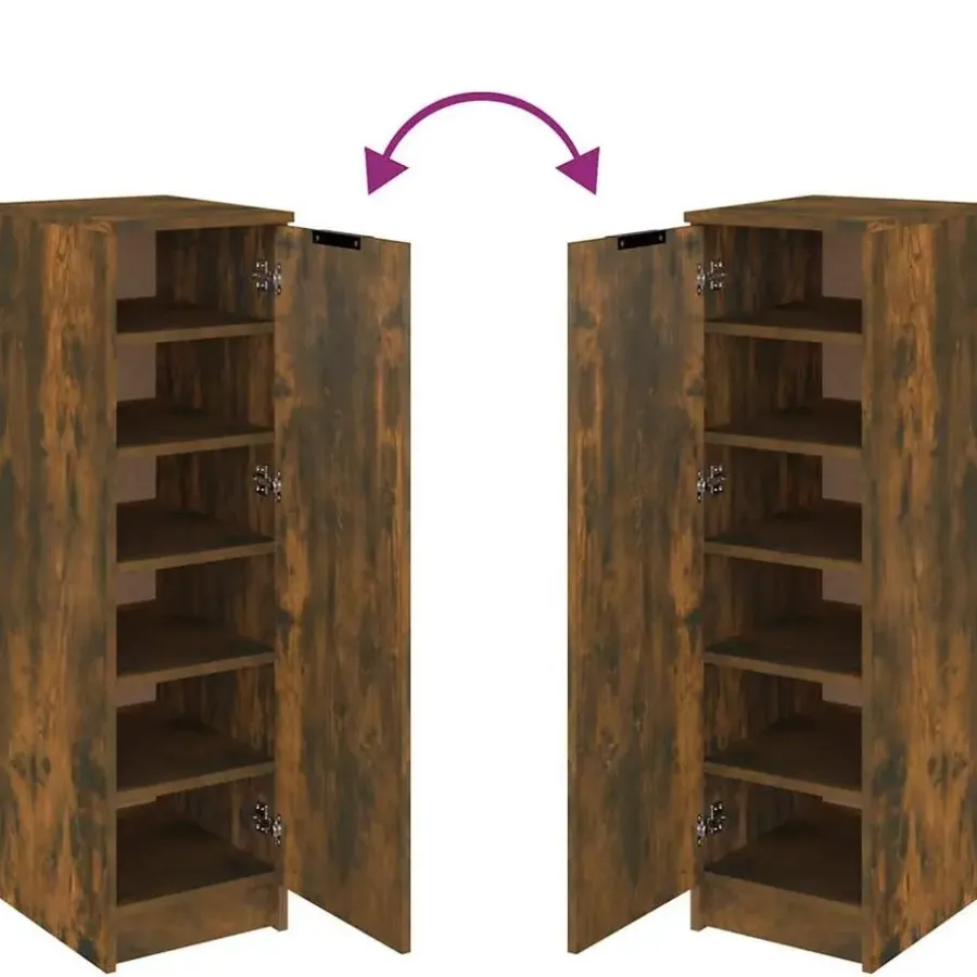 vidaXL - Schoenenkast met 1 deur - Gerookt eiken - Bewerkt hout - 30x35x100 cm