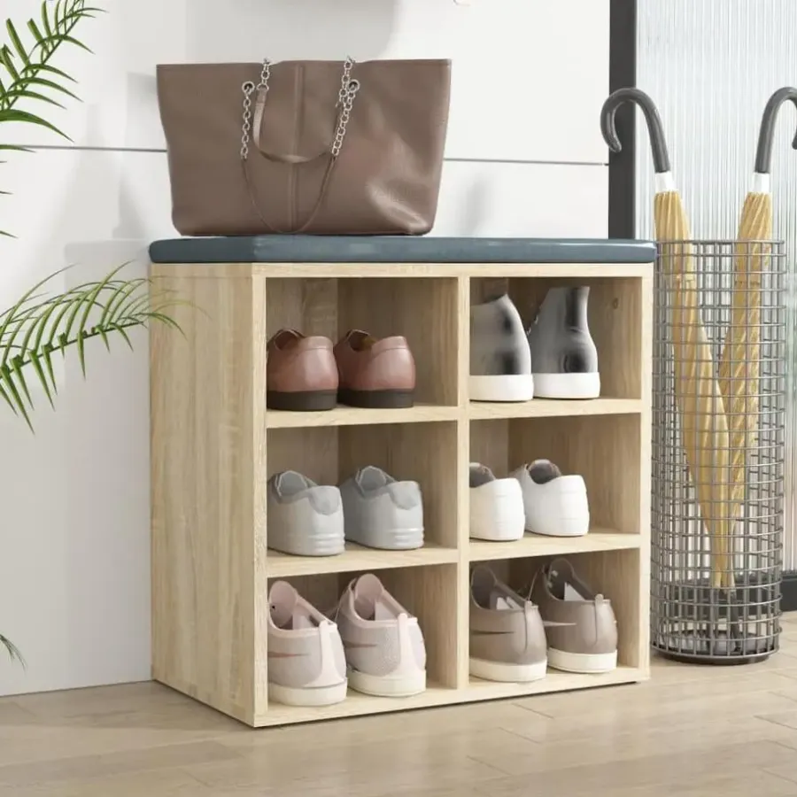 Schoenenkasten-vidaXL - Schoenenkast met 6 vakken - Sonoma eiken - Bewerkt hout - 52.5x30x50 cm
