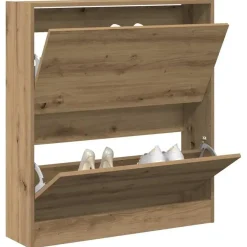 Schoenenkasten-vidaXL - Schoenenkast voor entree 4 paar - Gerookt eiken - 80x21x87,5 cm