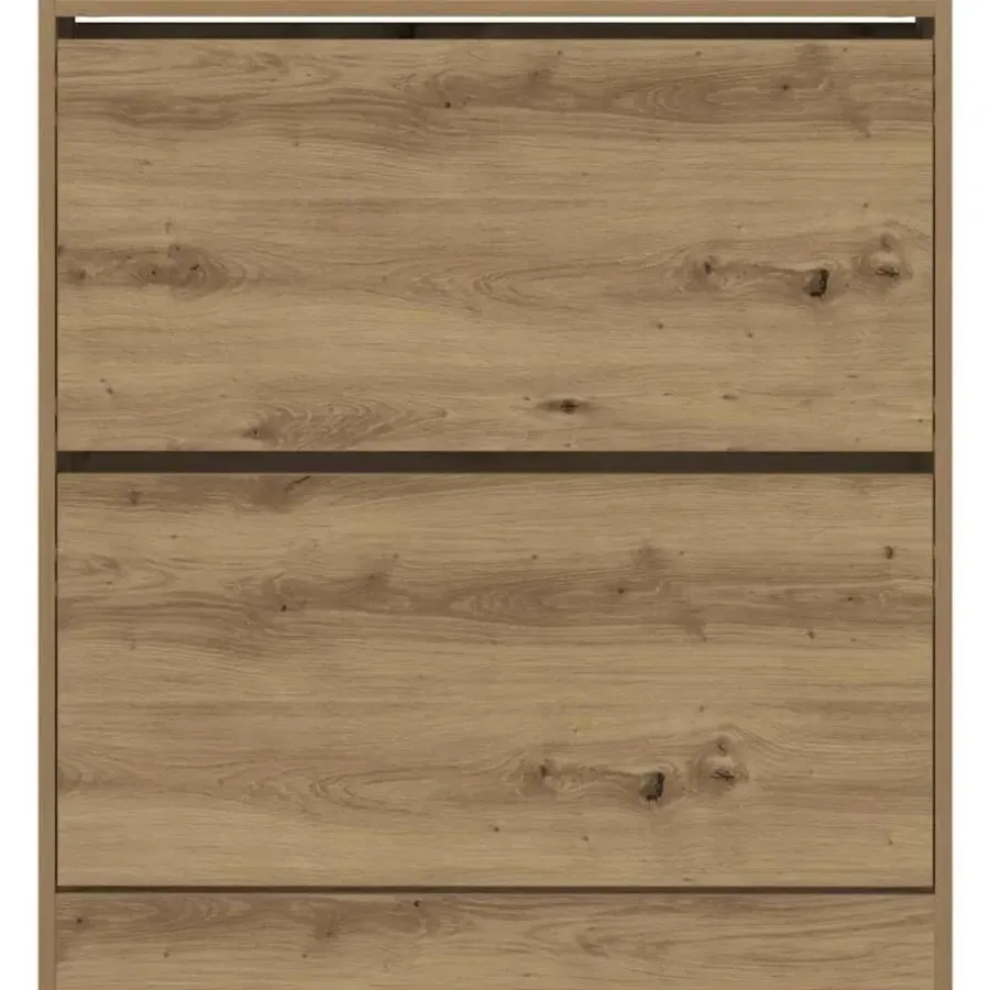 Schoenenkasten-vidaXL - Schoenenkast voor entree 4 paar - Gerookt eiken - 80x21x87,5 cm