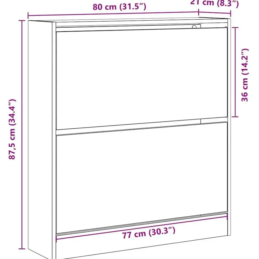 Schoenenkasten-vidaXL - Schoenenkast voor entree 4 paar - Oud hout - 80x21x87,5 cm