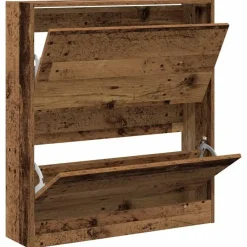 Schoenenkasten-vidaXL - Schoenenkast voor entree 4 paar - Oud hout - 80x21x87,5 cm