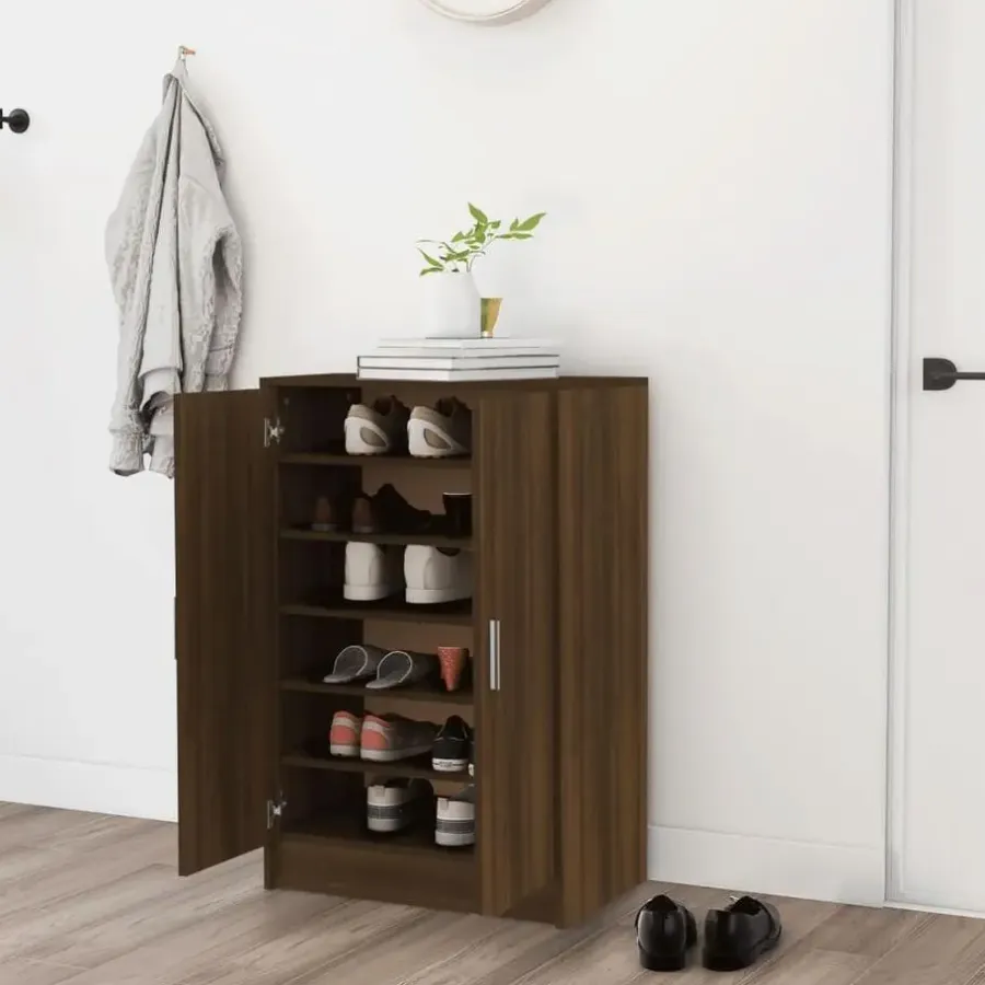 Schoenenkasten-vidaXL - Schoenenrek - Bruin - Bewerkt hout - 60 x 35 x 92 cm