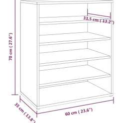 vidaXL - Schoenenrek - Bruin - Bewerkt hout - 60 x 35 x 70 cm