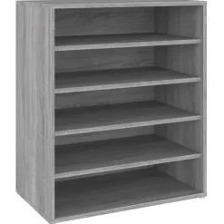 Kledingopbergers-vidaXL - Schoenenrek - Grijs - Bewerkt hout - 60 x 35 x 70 cm