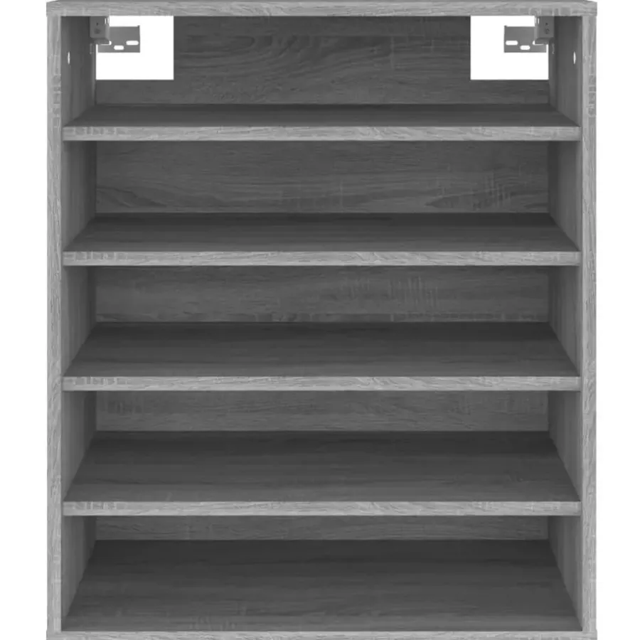 Kledingopbergers-vidaXL - Schoenenrek - Grijs - Bewerkt hout - 60 x 35 x 70 cm