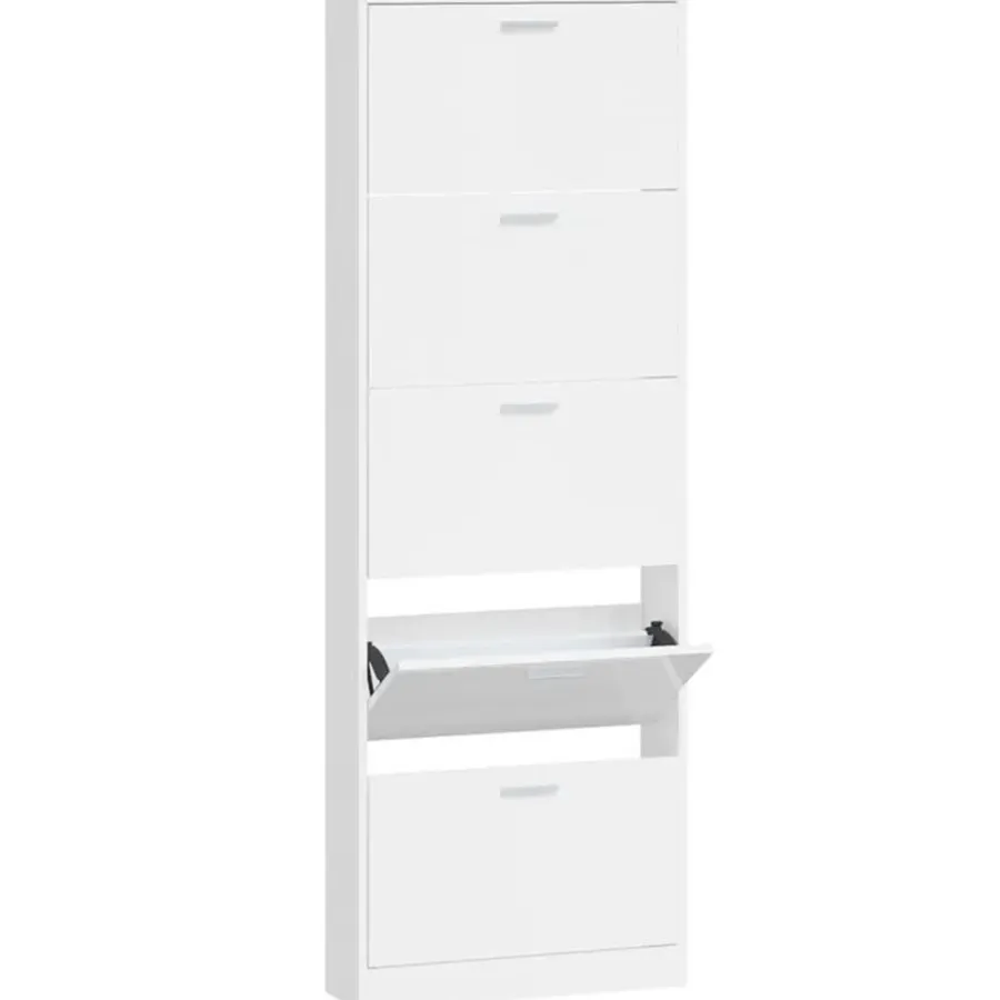 Schoenenkasten-vidaXL - Schoenenrek - Wit - Bewerkt hout