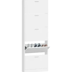 Schoenenkasten-vidaXL - Schoenenrek - Wit - Bewerkt hout