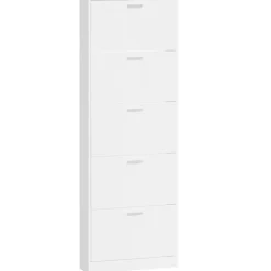 Schoenenkasten-vidaXL - Schoenenrek - Wit - Bewerkt hout