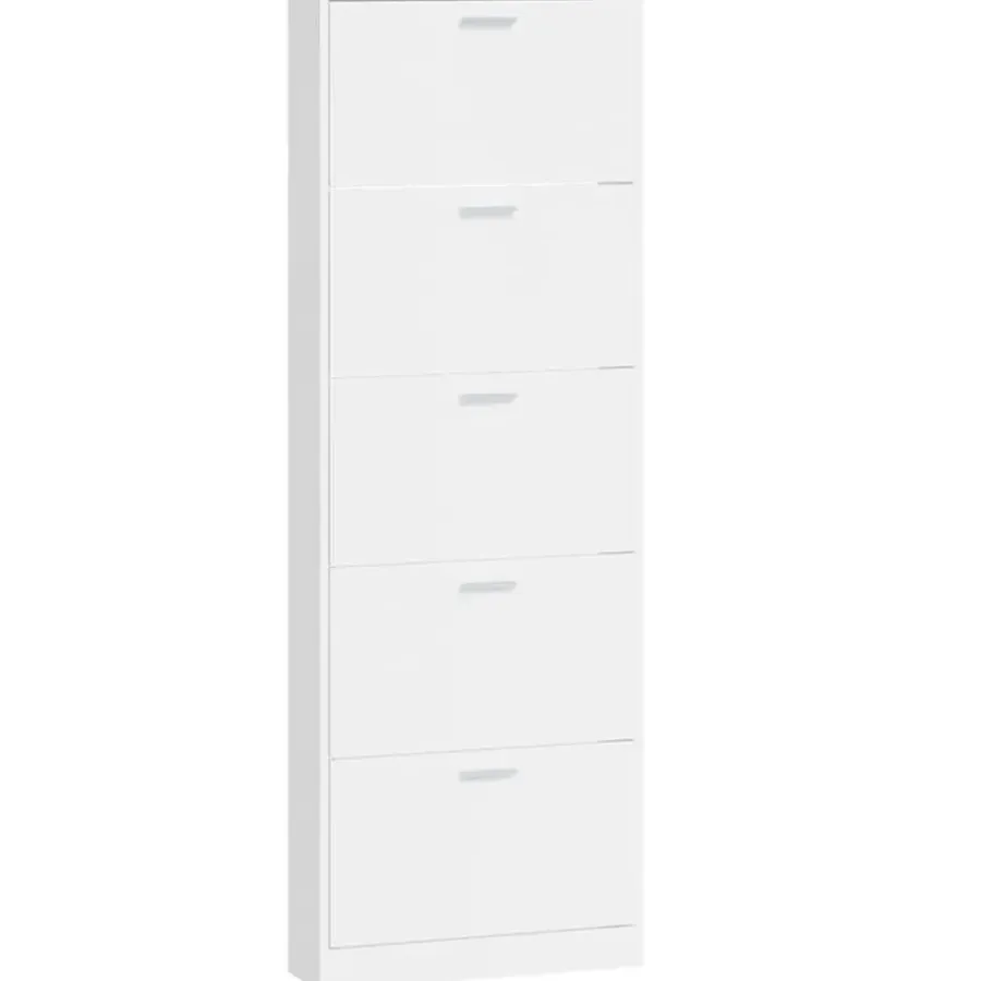Schoenenkasten-vidaXL - Schoenenrek - Wit - Bewerkt hout