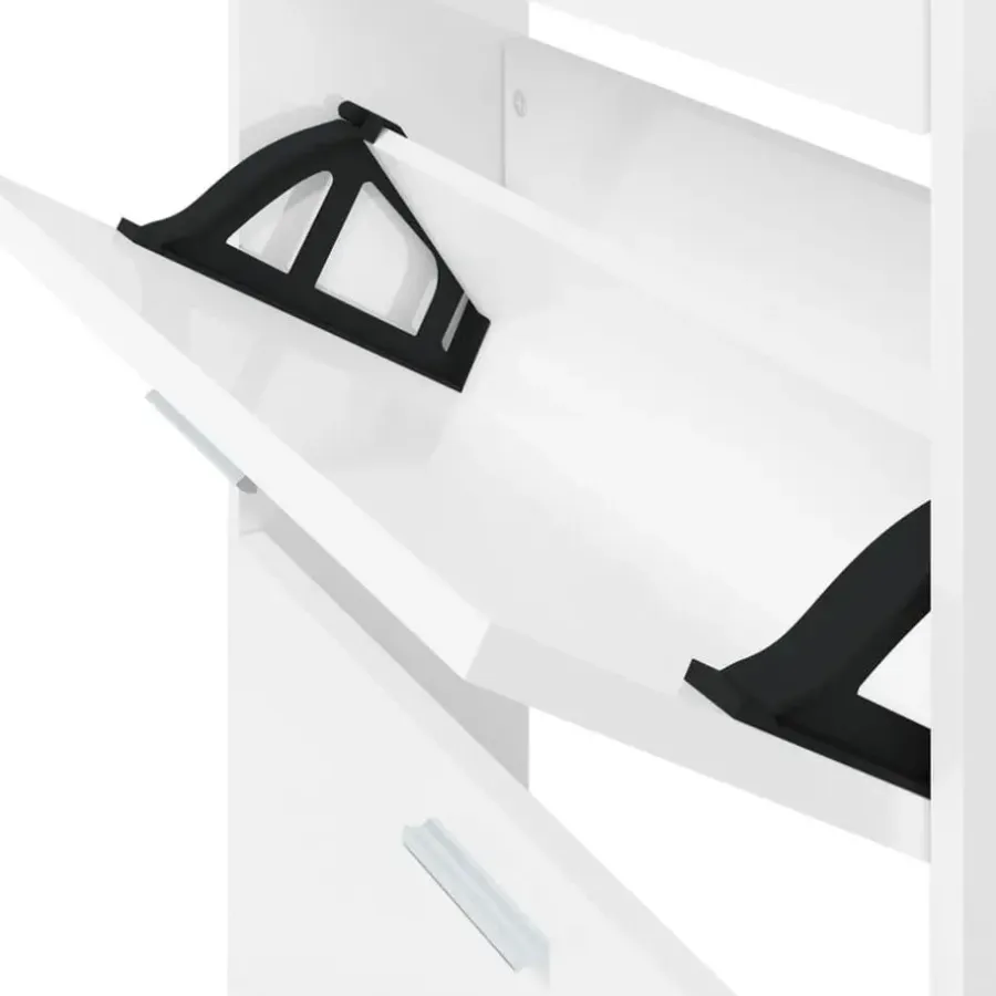 Schoenenkasten-vidaXL - Schoenenrek - Wit - Bewerkt hout