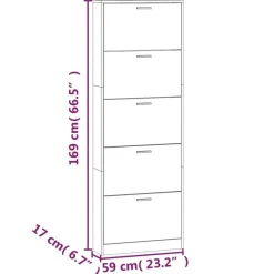 Schoenenkasten-vidaXL - Schoenenrek - Wit - Bewerkt hout