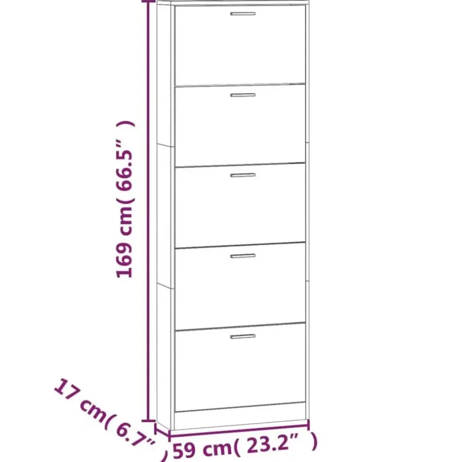 Schoenenkasten-vidaXL - Schoenenrek - Wit - Bewerkt hout