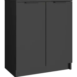 Schoenenkasten-vidaXL - Schoenenrek - Zwart - Bewerkt hout