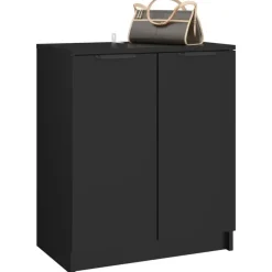 Schoenenkasten-vidaXL - Schoenenrek - Zwart - Bewerkt hout