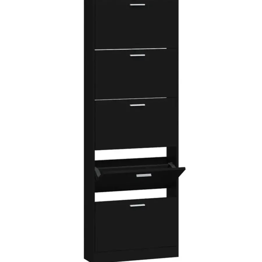 vidaXL - Schoenenrek - Zwart - Bewerkt hout