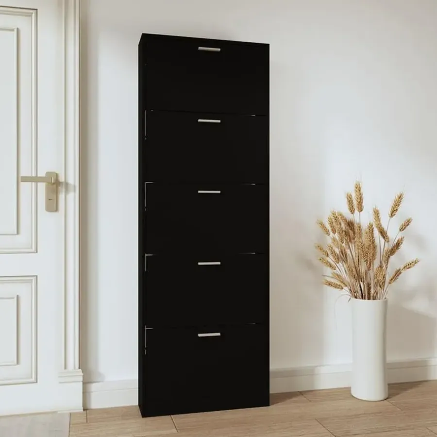 vidaXL - Schoenenrek - Zwart - Bewerkt hout