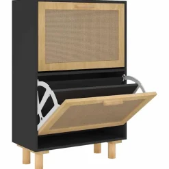 Schoenenkasten-vidaXL - Schoenenrek - Zwart - Bewerkt hout