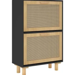 Schoenenkasten-vidaXL - Schoenenrek - Zwart - Bewerkt hout
