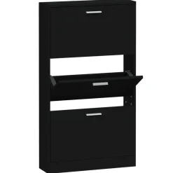 Schoenenkasten-vidaXL - Schoenenrek - Zwart - Bewerkt hout