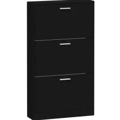 Schoenenkasten-vidaXL - Schoenenrek - Zwart - Bewerkt hout