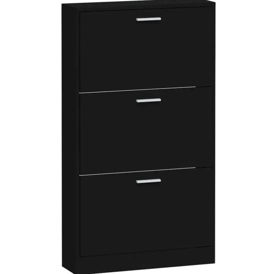 Schoenenkasten-vidaXL - Schoenenrek - Zwart - Bewerkt hout