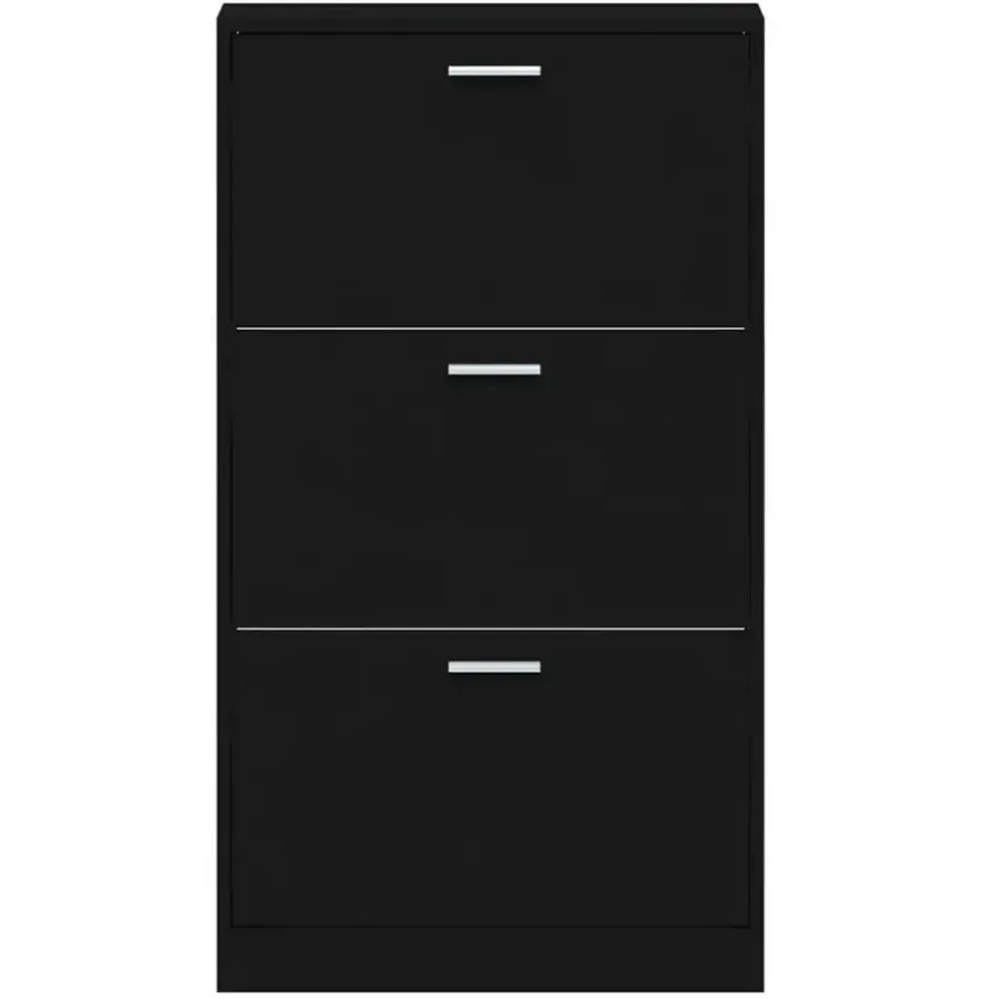 Schoenenkasten-vidaXL - Schoenenrek - Zwart - Bewerkt hout