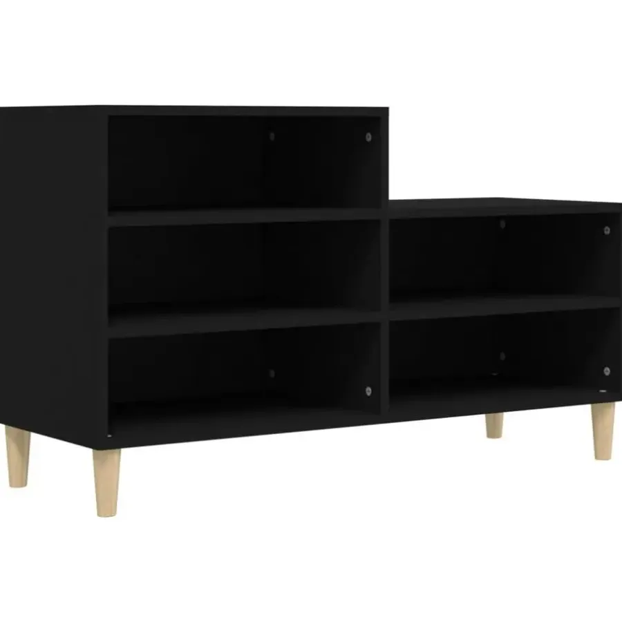 Kledingopbergers-vidaXL - Schoenenrek - Zwart - Bewerkt hout