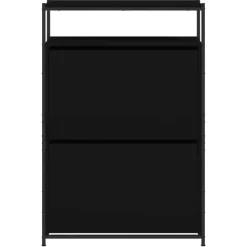 Schoenenkasten-vidaXL - Schoenenrek - Zwart - Bewerkt hout