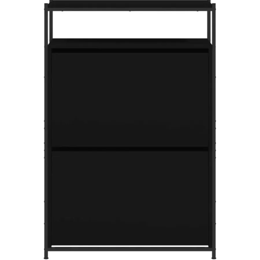 Schoenenkasten-vidaXL - Schoenenrek - Zwart - Bewerkt hout