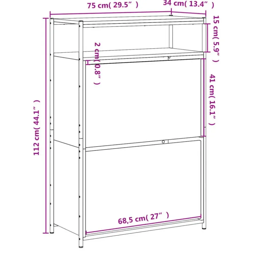Schoenenkasten-vidaXL - Schoenenrek - Zwart - Bewerkt hout