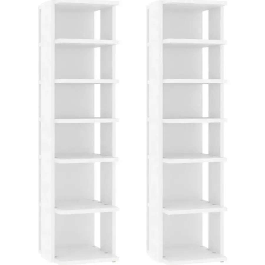 Kledingopbergers-vidaXL - Schoenrek - Wit - Bewerkt hout - 2 stuks
