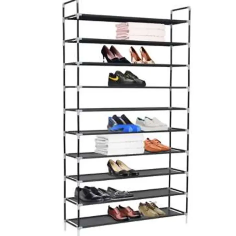 vidaXL - Schoenrek - Zwart - Stof - 100 x 29.5 x 170 cm