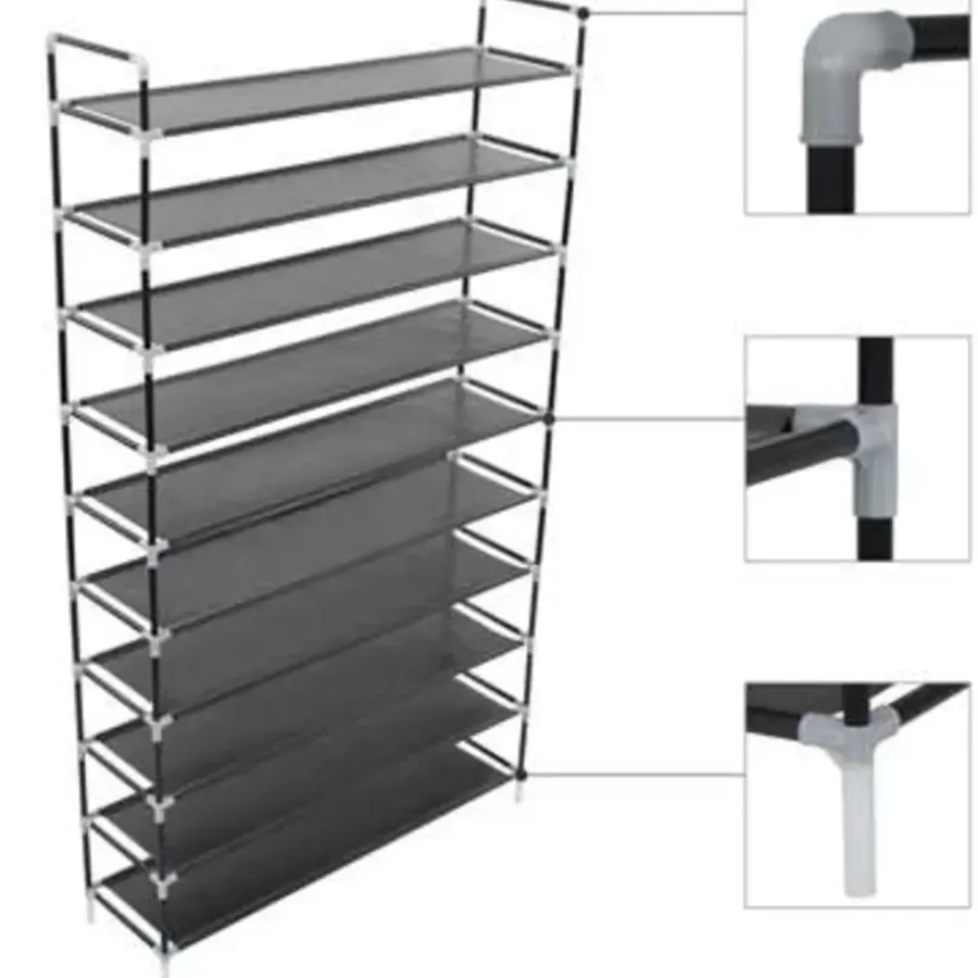 vidaXL - Schoenrek - Zwart - Stof - 100 x 29.5 x 170 cm