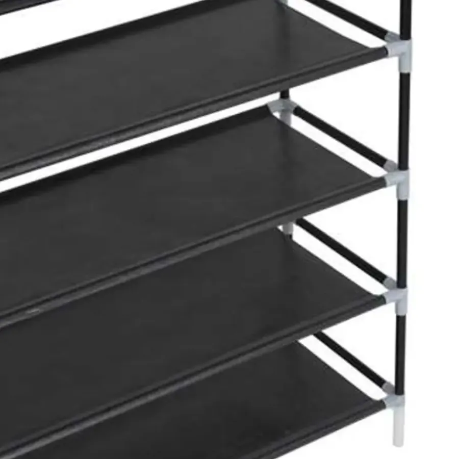 vidaXL - Schoenrek - Zwart - Stof - 100 x 29.5 x 170 cm