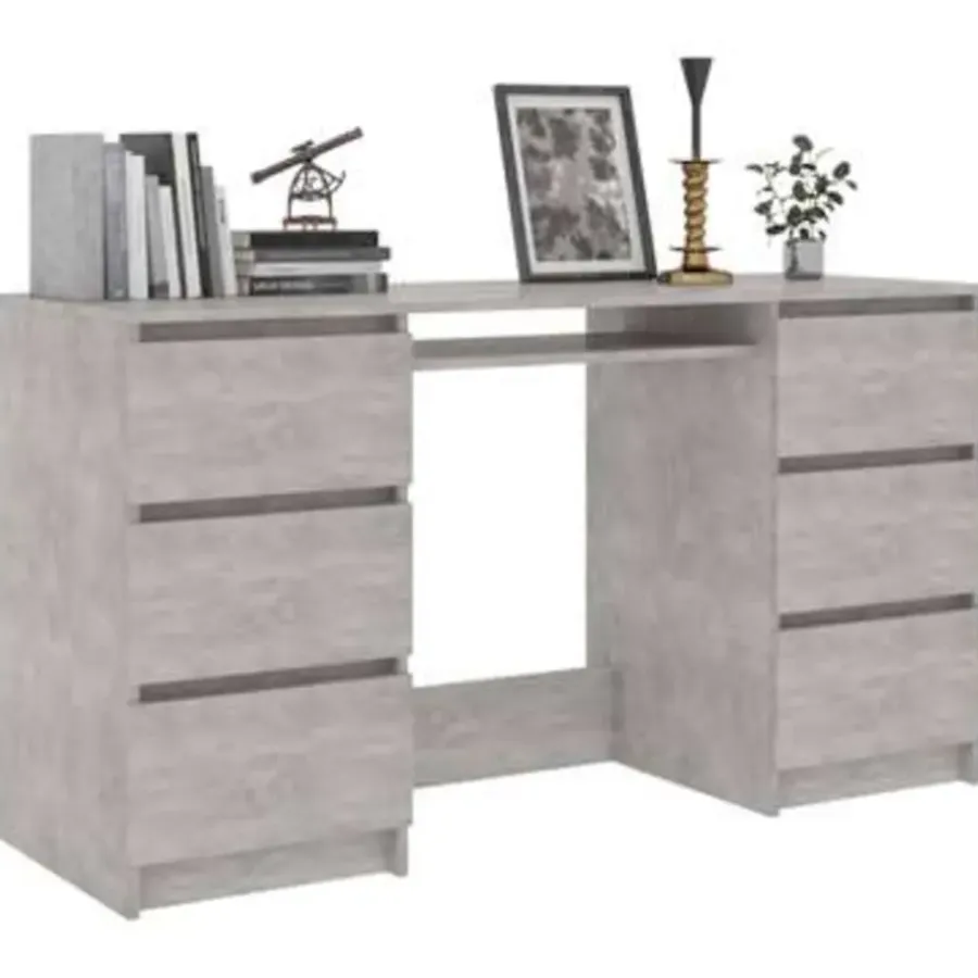 vidaXL - Schrijfbureau - Grijs - Bewerkt hout