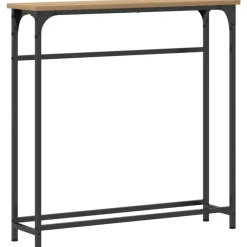 Sidetables-vidaXL - Sidetable - Artisanaal eiken - Gelaagd hout en metaal - 75x19.5x75 cm