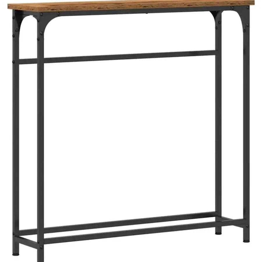 Sidetables-vidaXL - Sidetable - Oud hout - Gelaagd hout en metaal - 75x19.5x75 cm