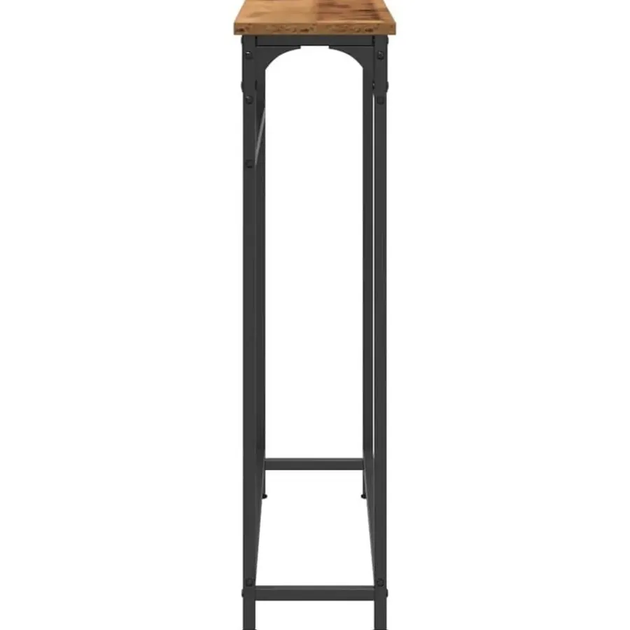 Sidetables-vidaXL - Sidetable - Oud hout - Gelaagd hout en metaal - 75x19.5x75 cm