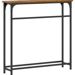 Sidetables-vidaXL - Sidetable - Oud hout - Gelaagd hout en metaal - 75x19.5x75 cm