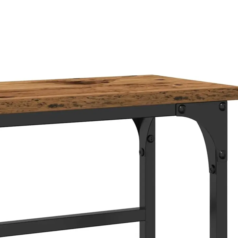 Sidetables-vidaXL - Sidetable - Oud hout - Gelaagd hout en metaal - 75x19.5x75 cm